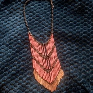 Beaded feather necklace